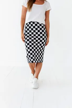 Finish Line Checkered Skirt in Black