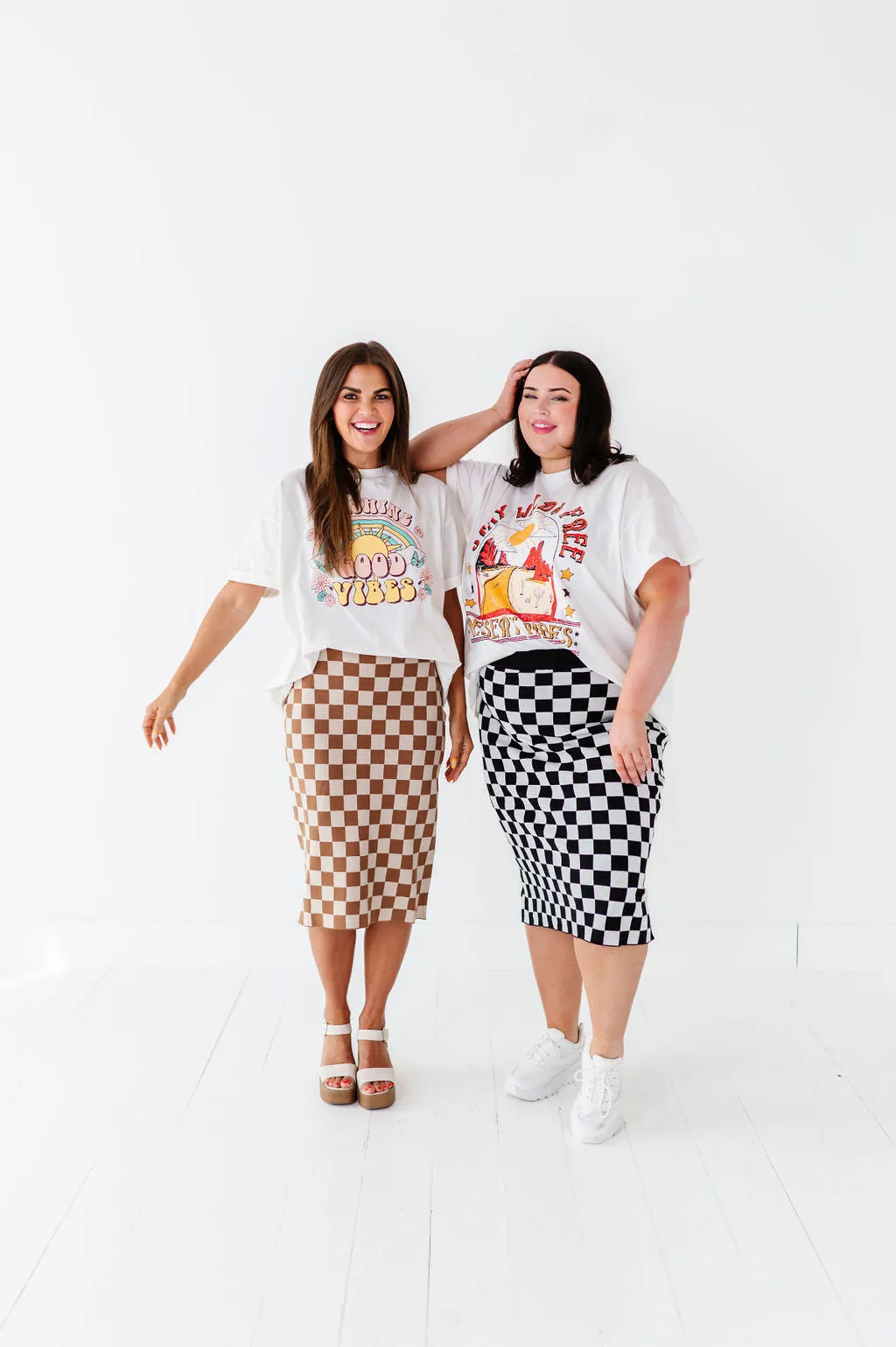 Finish Line Checkered Skirt in Black