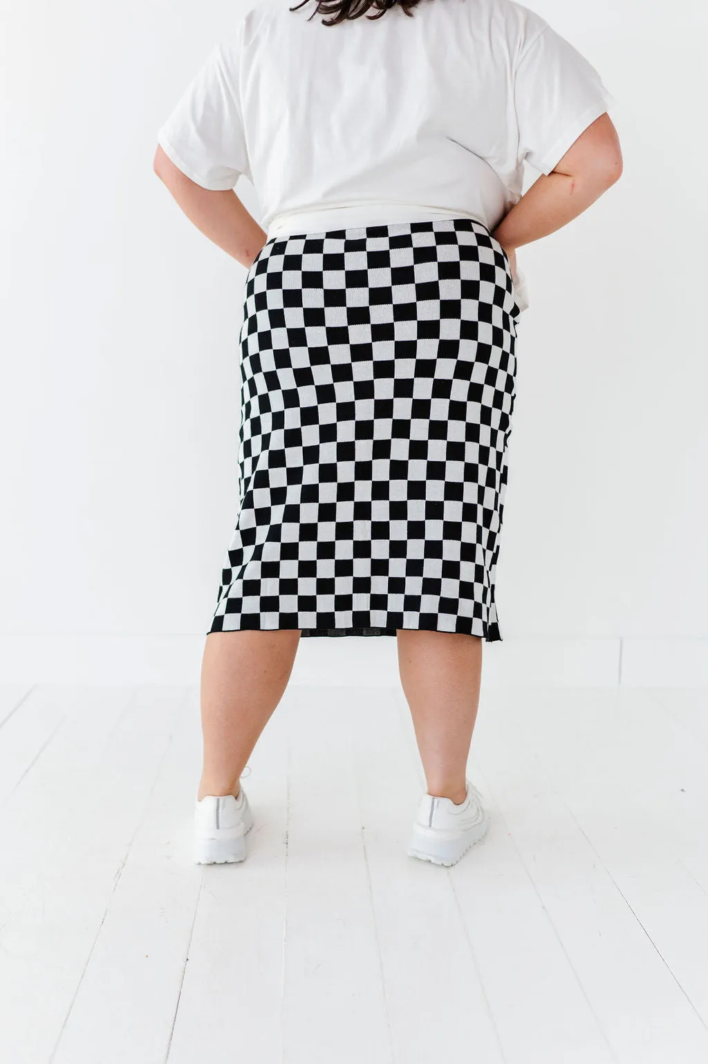 Finish Line Checkered Skirt in Black