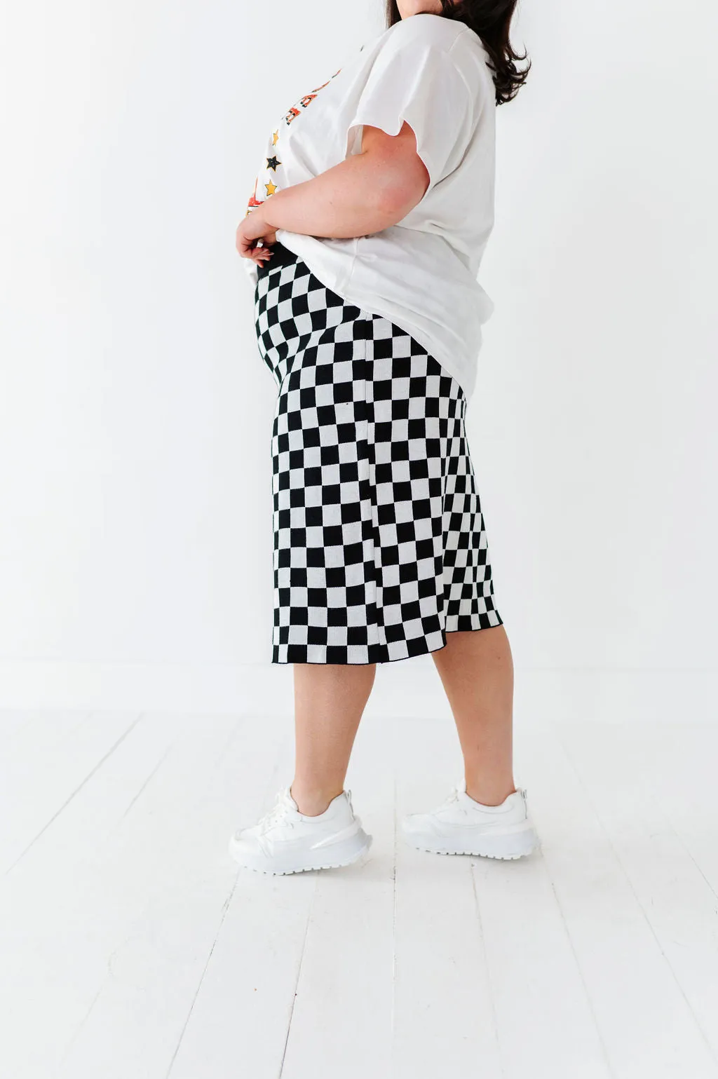Finish Line Checkered Skirt in Black