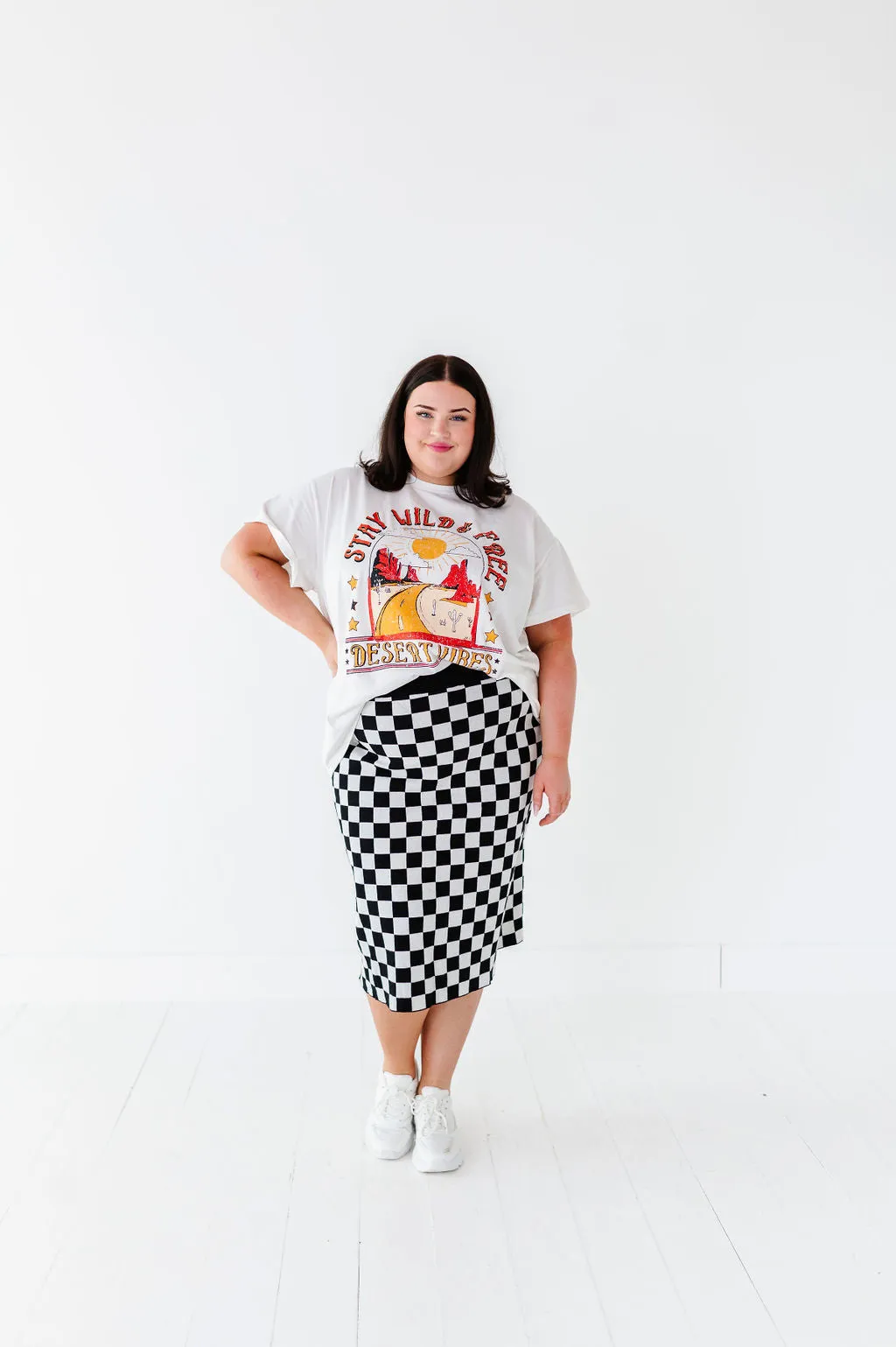 Finish Line Checkered Skirt in Black