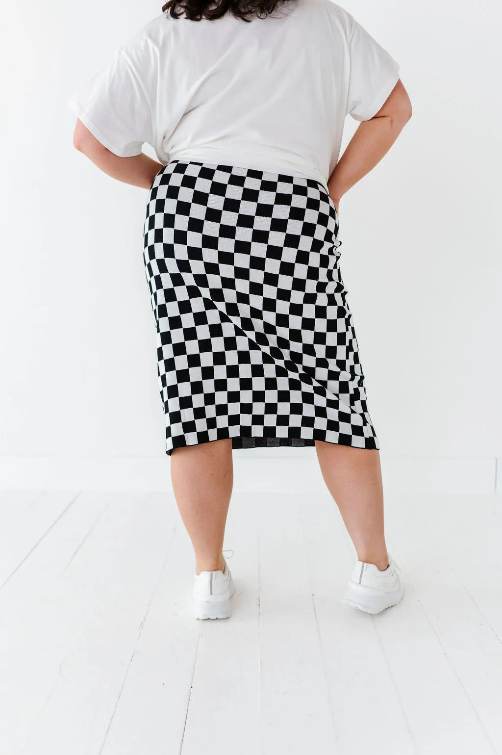 Finish Line Checkered Skirt in Black