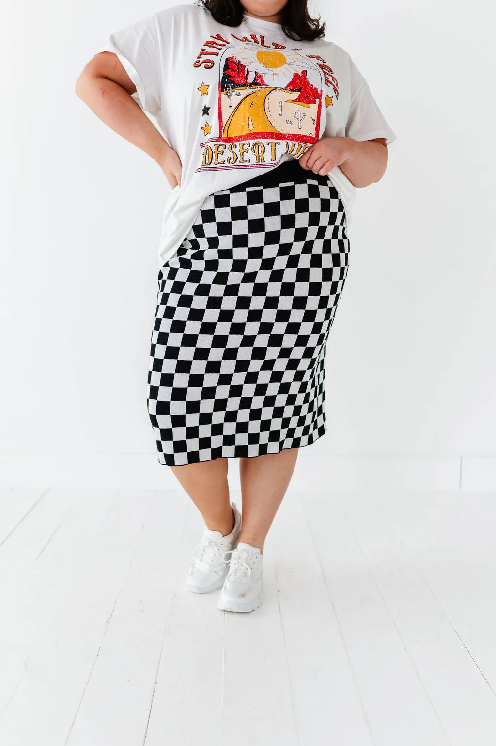 Finish Line Checkered Skirt in Black