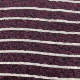 Heather Cranberry/Cream Stripe Rayon Jersey Knit Fabric
