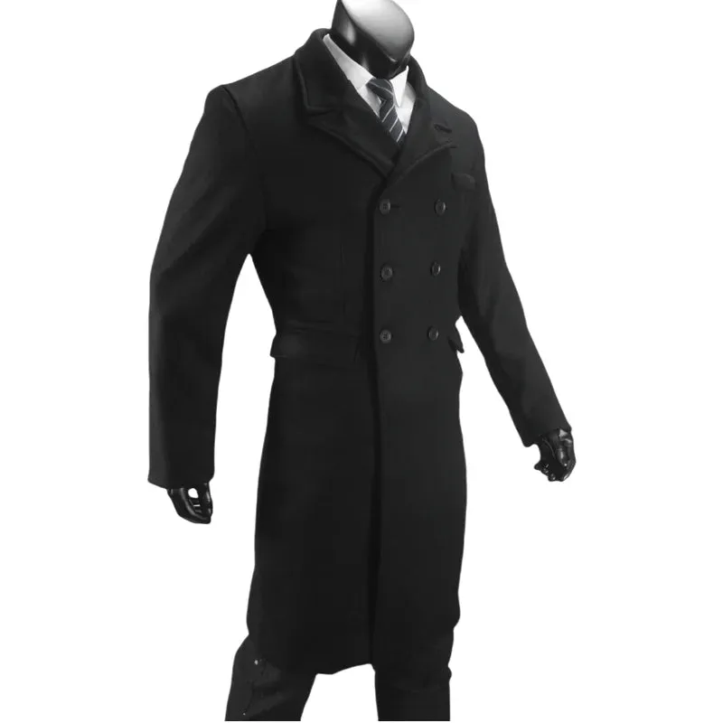 Herren Lang mantel Woll mischung Zweireiher Jacke lässig Revers mit Futter Straße äußere warme Herren bekleidung EU-Größe M-XXL