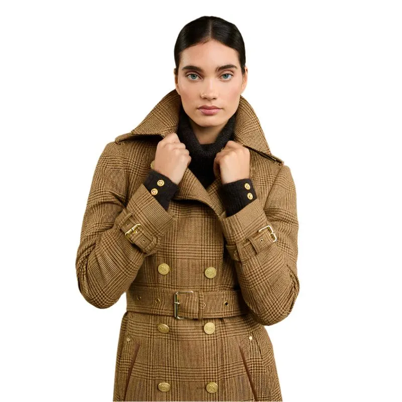 Holland Cooper Full Length Marlborough Ladies Tweed Trench Coat - Tawny
