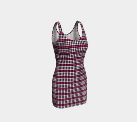 Hot Pink Accented Vintage Print Bodycon Dress