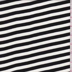 Ivory/Black Stripe Rayon Jersey Knit Fabric