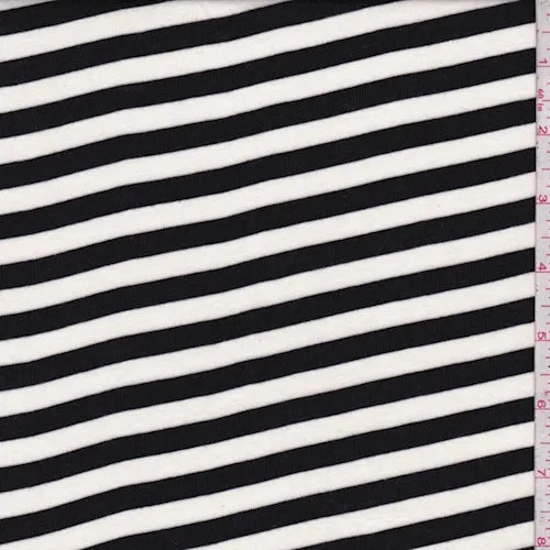Ivory/Black Stripe Rayon Jersey Knit Fabric