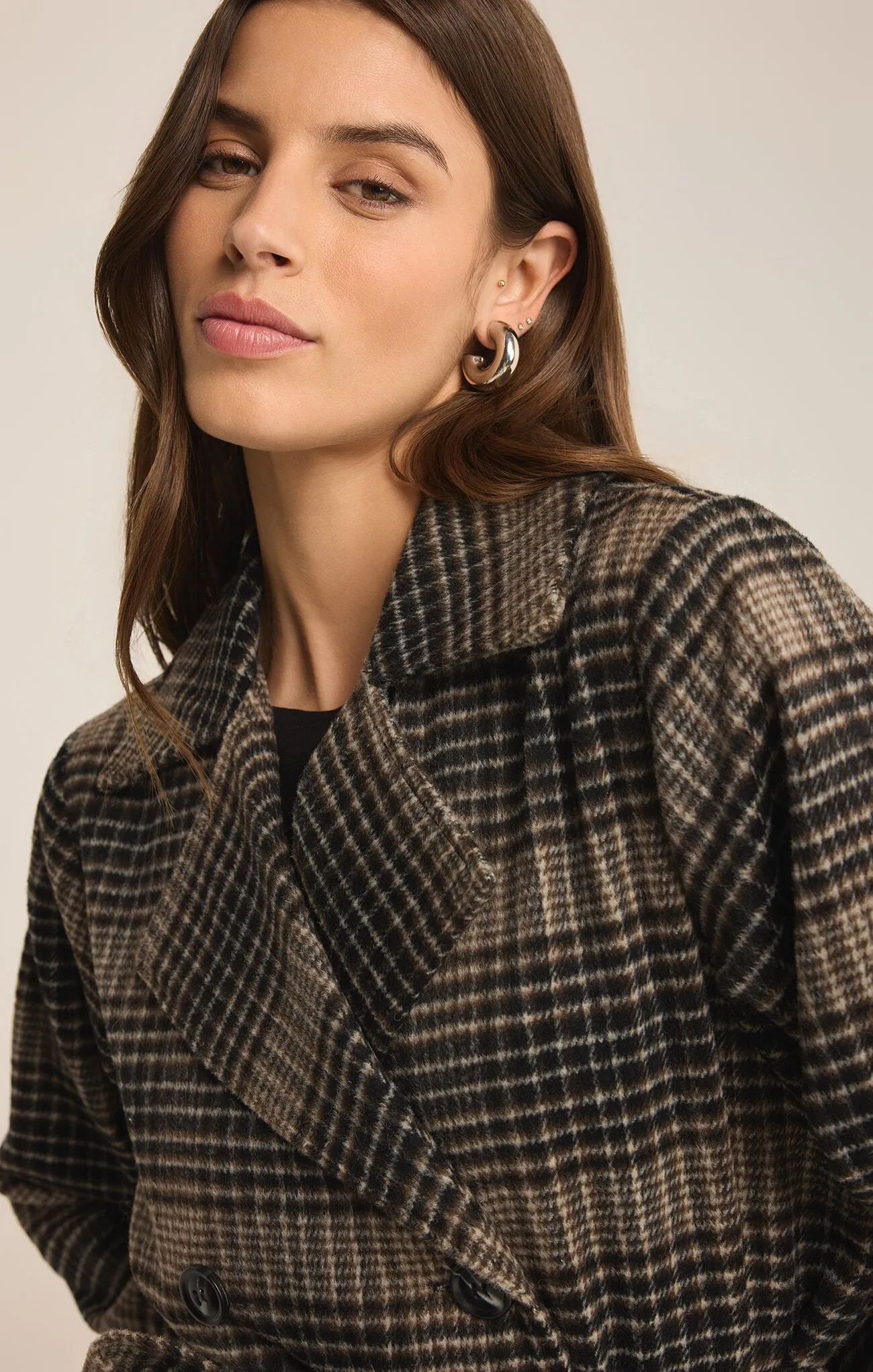 Jackie Plaid Trench