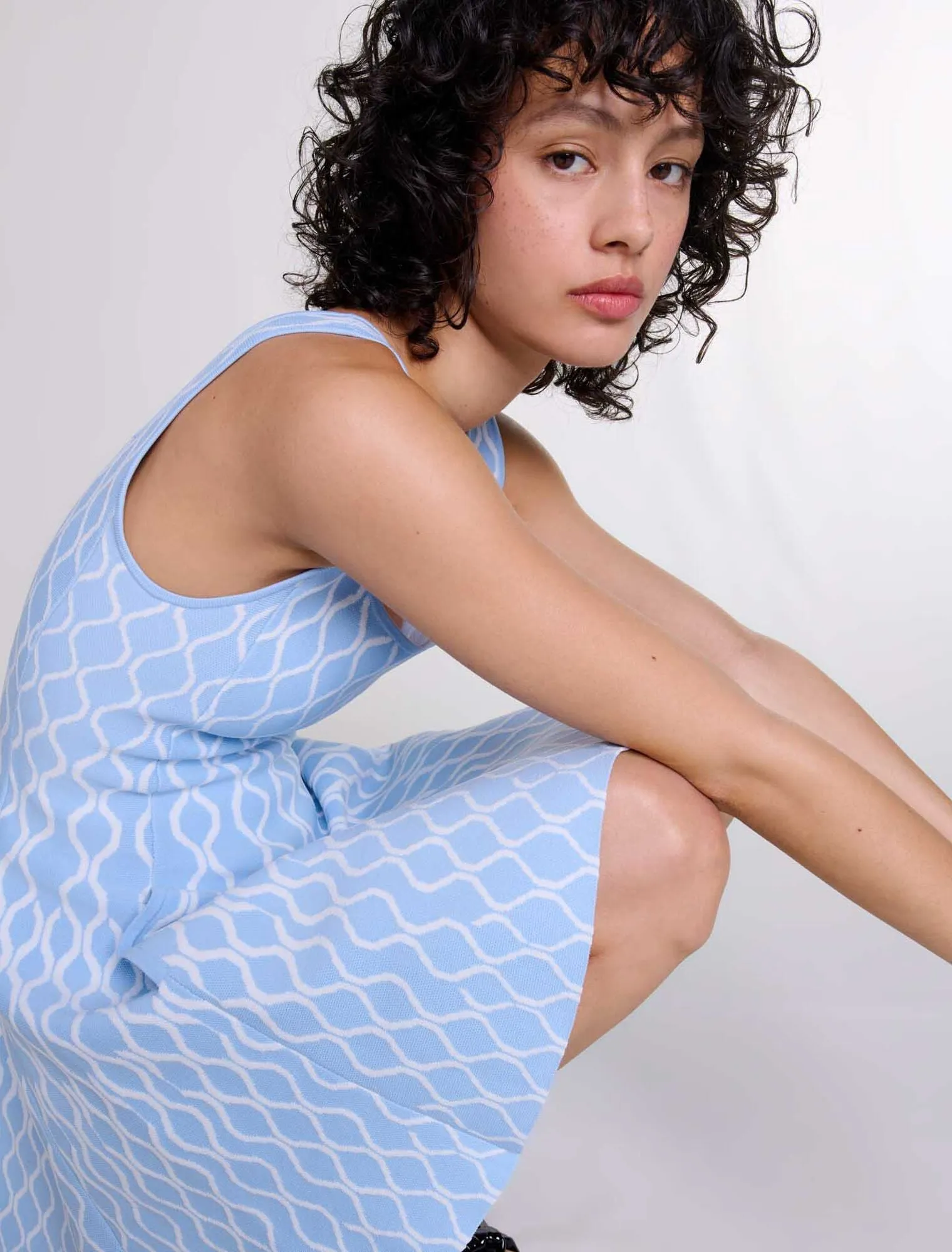 Jacquard knit short dress