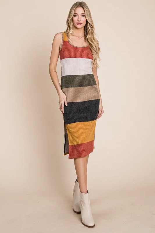 JADE by JANE Knit Color Block Pencil Tank Casual Dress