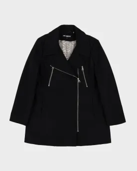 Karl Lagerfeld Black Wool-Blend Overcoat - M