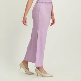 LADIES NOVA FASHION  LILAC TEXTURED MIDI SKIRT WITH SIDE SLIT