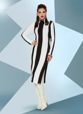 LTQ Knits - 17507 - Stripe Knit Turtle Neck Dress