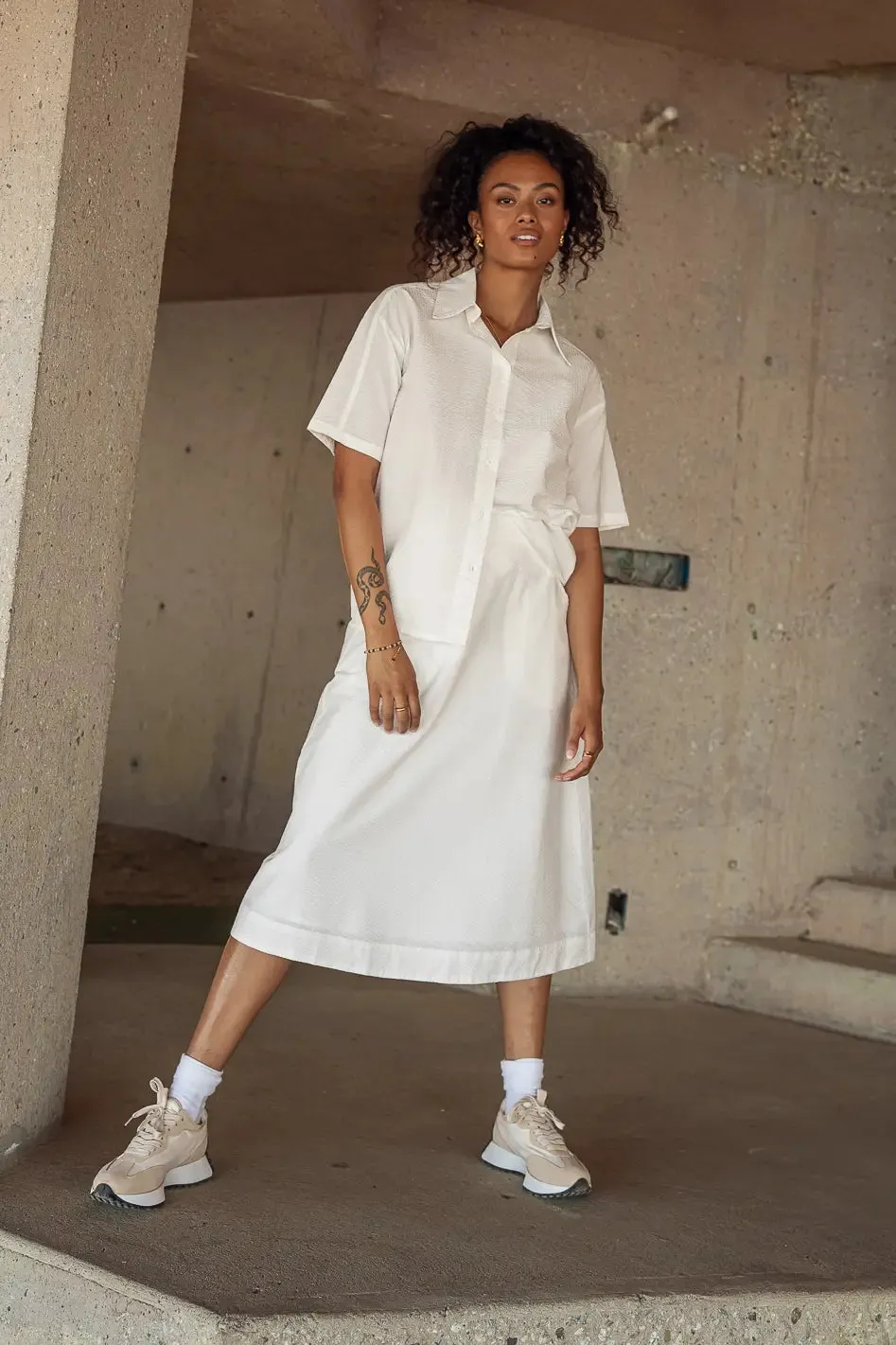 Mallory Textured Skirt in White - FINAL SALE