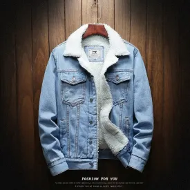 Men's Sherpa Denim Winter Jacket