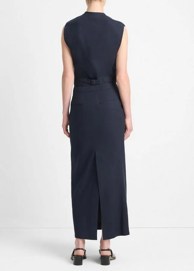 MID RISE LINEN BLEND MAXI SKIRT