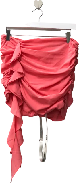 Mistress Rocks Pink Coral Gathered Mini Skirt UK M