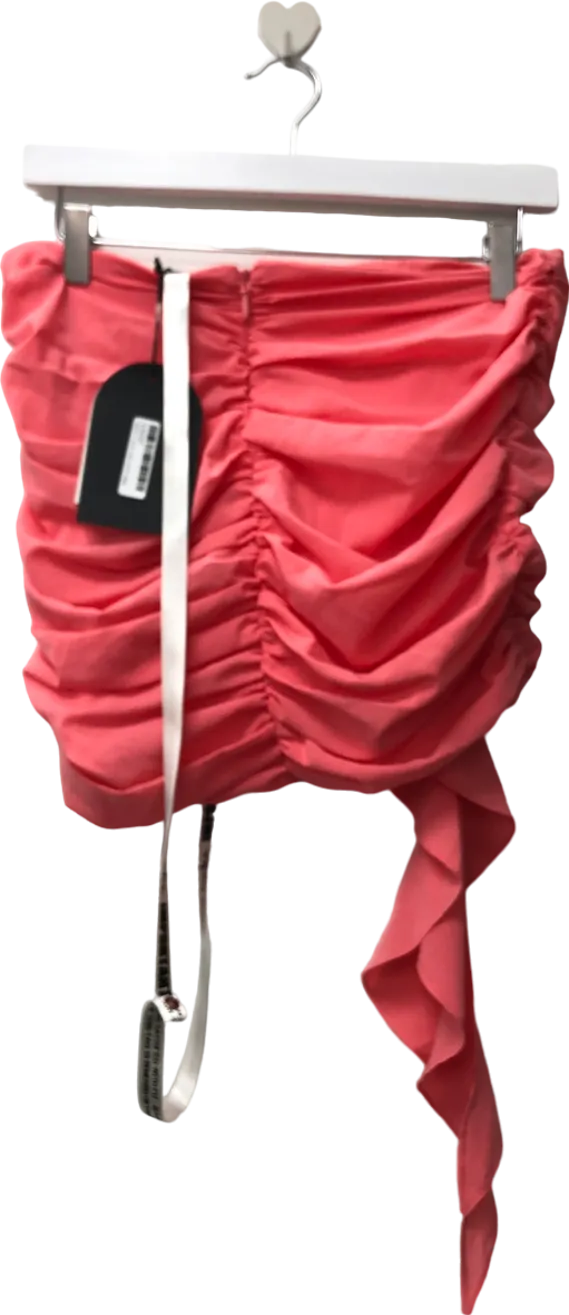 Mistress Rocks Pink Coral Gathered Mini Skirt UK M