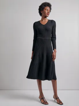 Modern Fit & Flare Ribbed Soft Knit Midi Dress