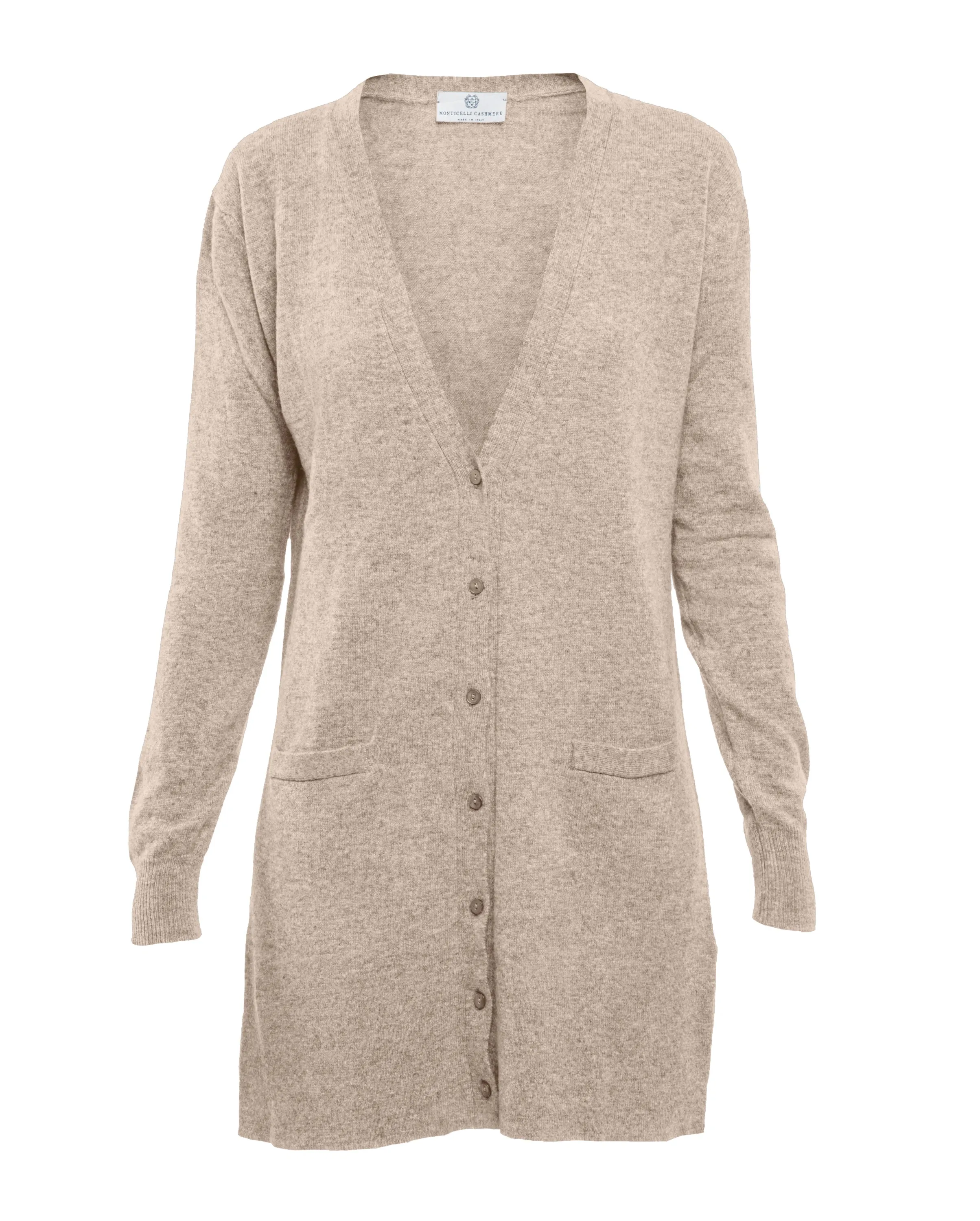 NEW FALL 24 - Women's Long Pure Cashmere Cardigan Sweater Taupe