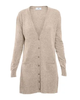 NEW FALL 24 - Women's Long Pure Cashmere Cardigan Sweater Taupe