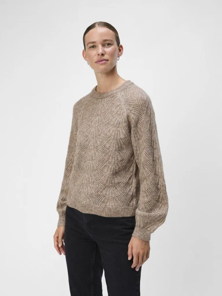 OBJFLORA RE L/S KNIT PULLOVER NOOS