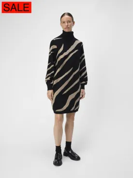 OBJRAY L/S KNIT ROLLNECK DRESS AOP NOOS