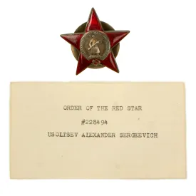 Original Soviet WWII Order of the Red Star With Serial 228494 for Usoltsev Sergeevich
