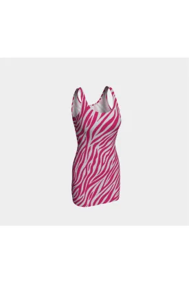 Peacock Pink Zebra Print Bodycon Dress