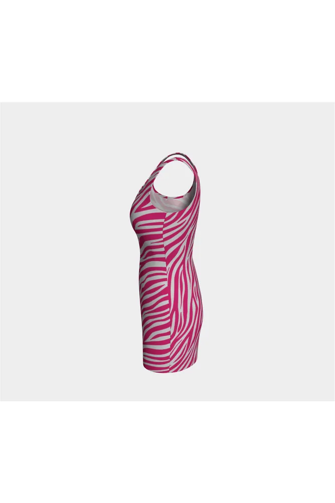 Peacock Pink Zebra Print Bodycon Dress