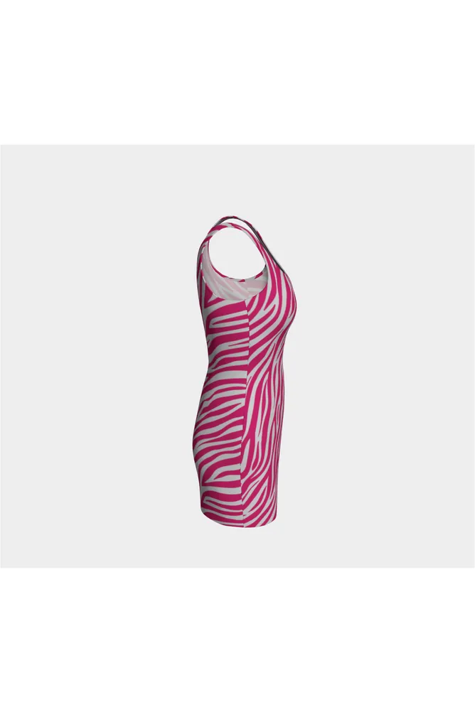 Peacock Pink Zebra Print Bodycon Dress