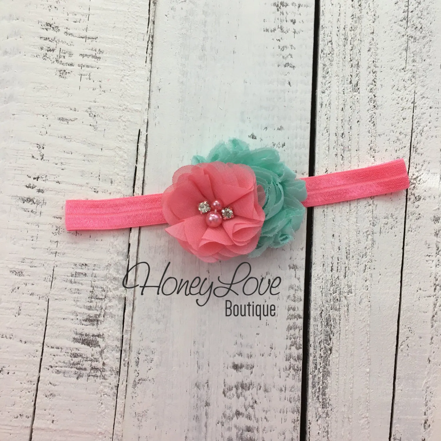 PERSONALIZED Name Outfit - Coral Pink and Gold Glitter - Mint/Aqua flower embellished tutu skirt bloomers