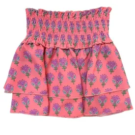 Pleat Scottie Skirt in Coral Block