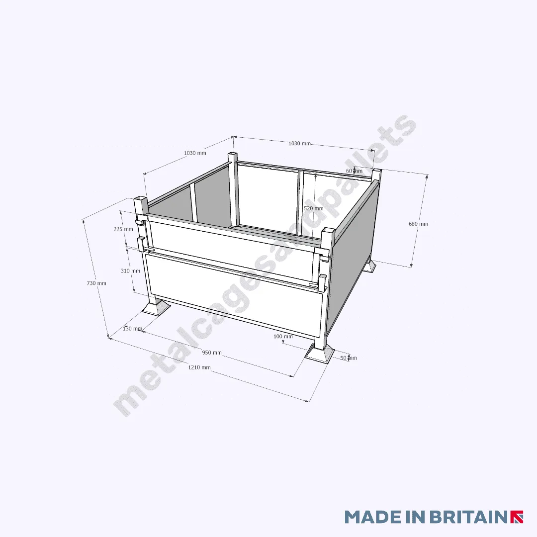Reinforced Stillage with Half Drop Front (Reinforced Base & Sides)