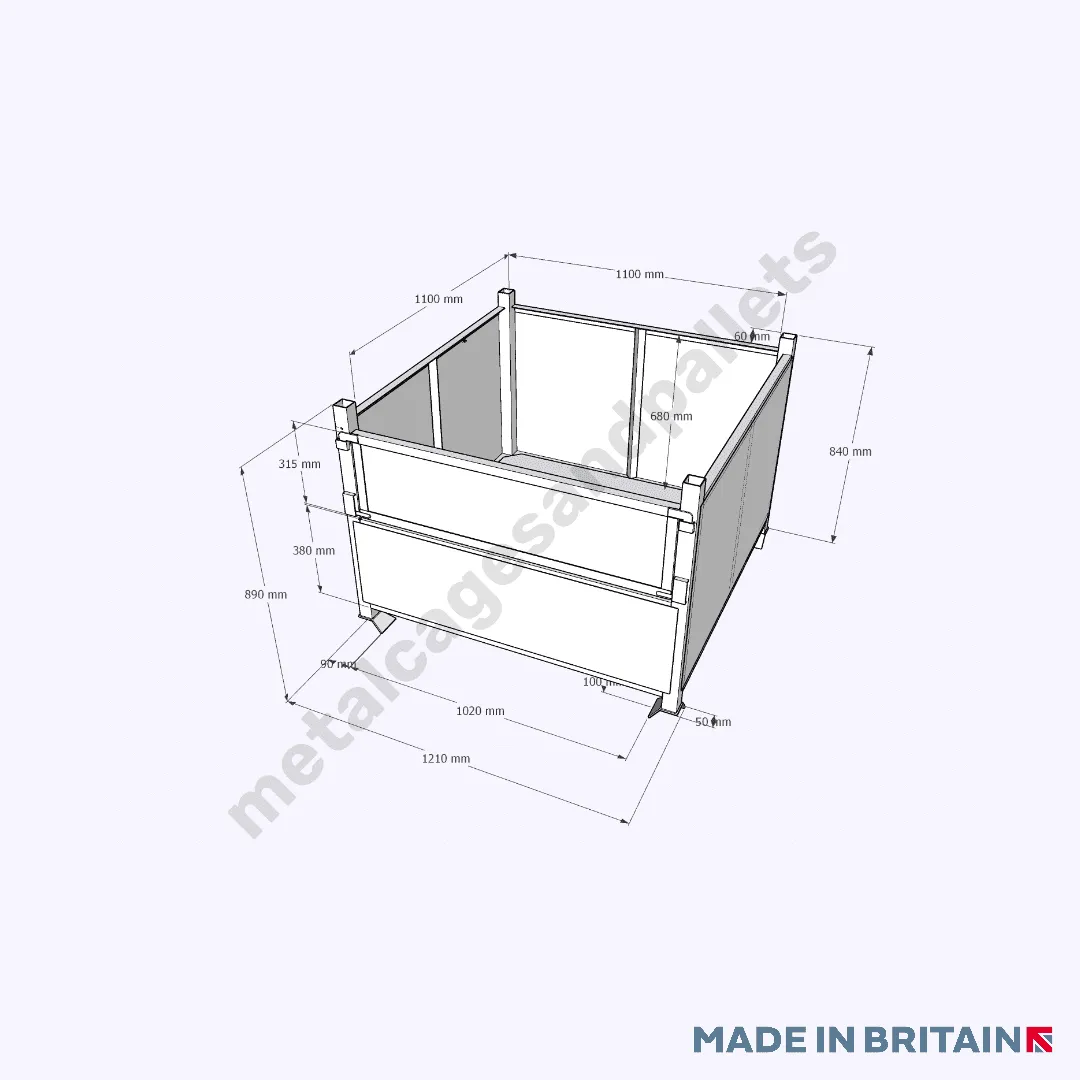 Reinforced Stillage with Half Drop Front (Reinforced Base & Sides)