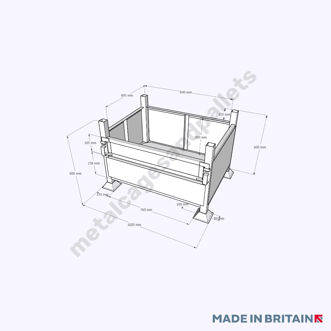Reinforced Stillage with Half Drop Front (Reinforced Base & Sides)