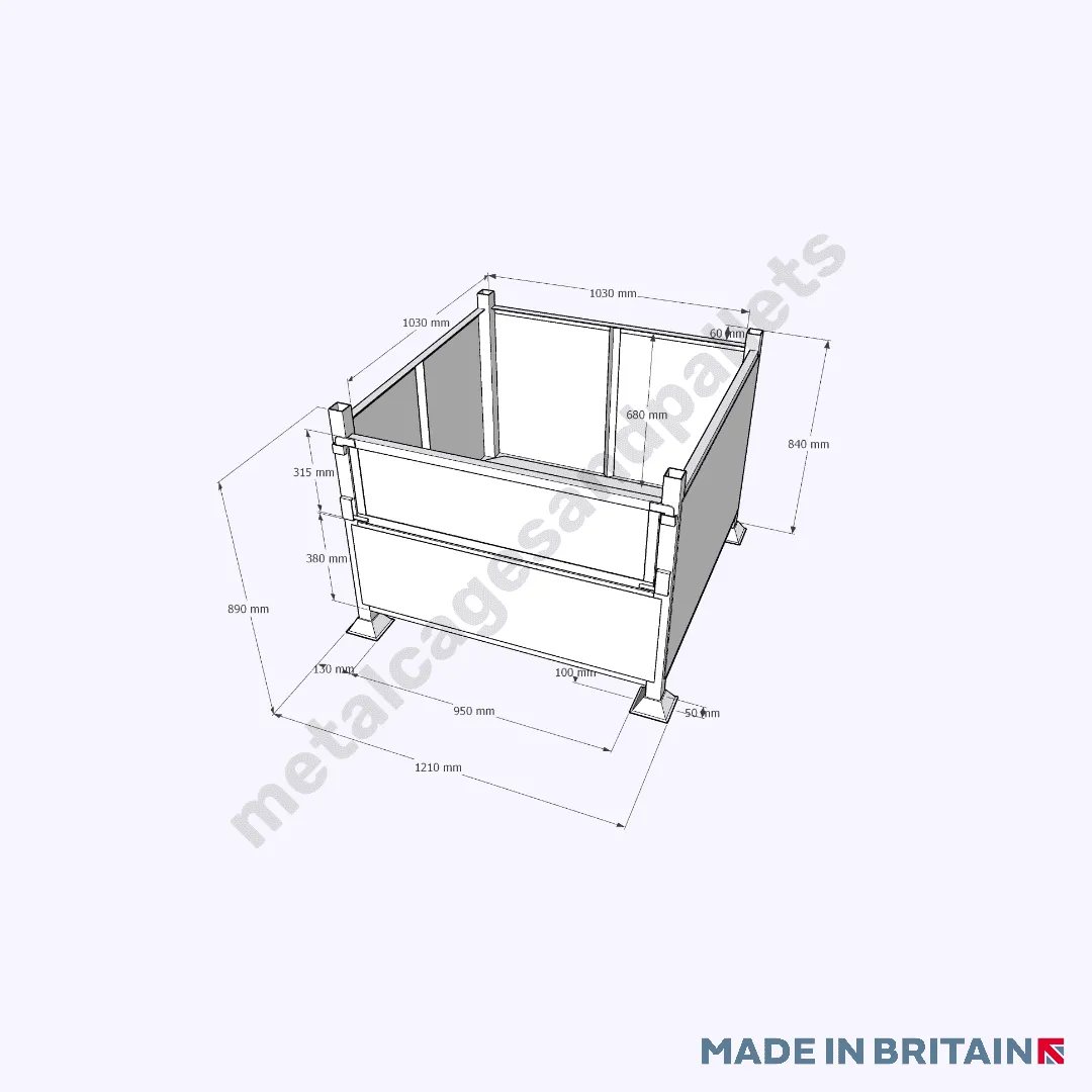 Reinforced Stillage with Half Drop Front (Reinforced Base & Sides)
