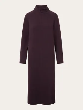 Roll neck mid length dress - Chocolate Plum