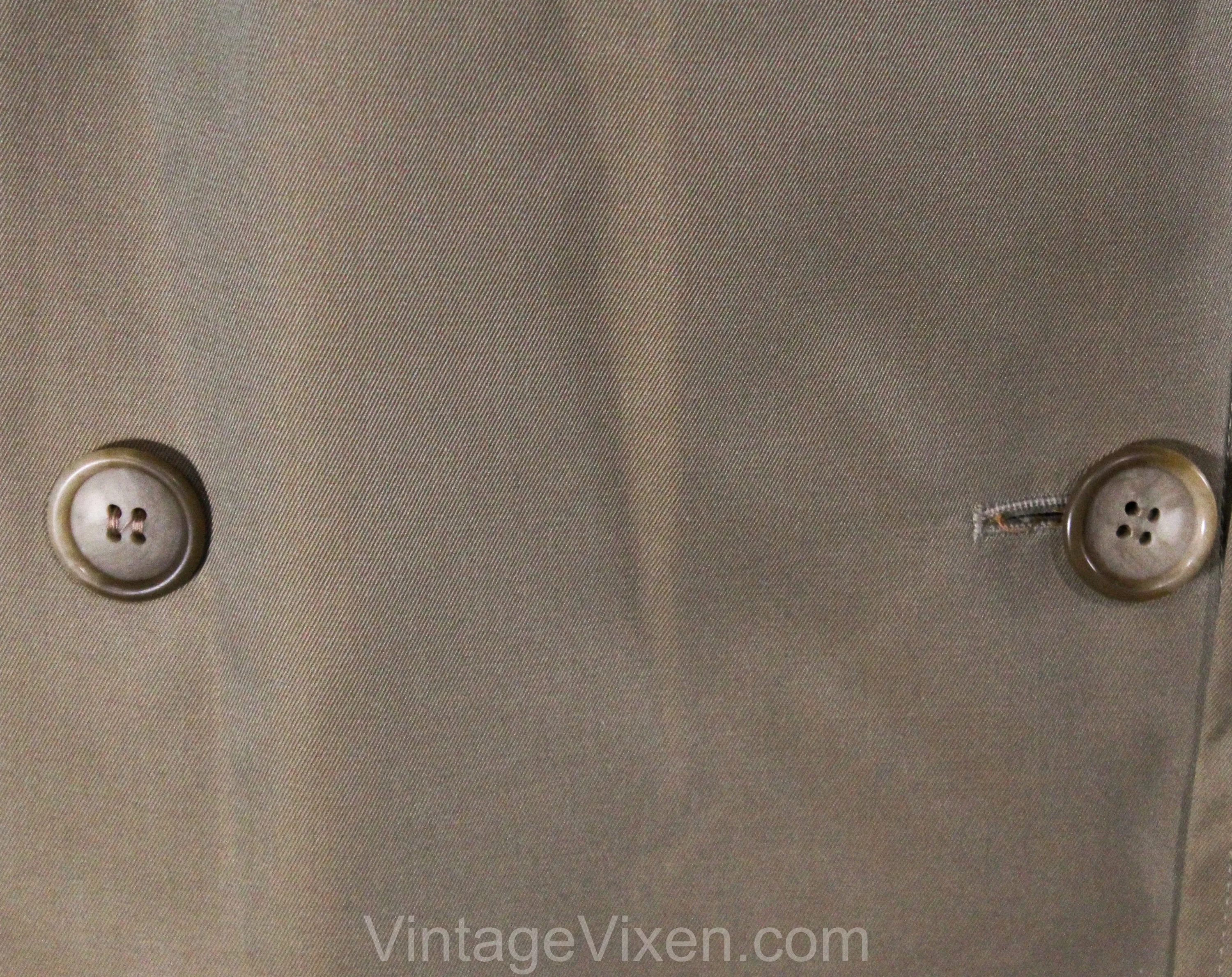 Size 12 Sharkskin Coat by Perry Ellis - Designer 1990s Double Breasted Tan Brown Chameleon Cotton Canvas - Trench Style Overcoat - Bust 42