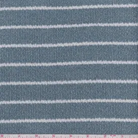 Slate Blue/White Stripe Pointelle Sweater Knit Fabric
