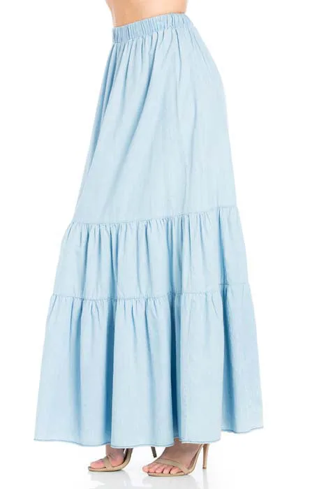 SLR40200-LT.WASH Button Down A-line Skirt