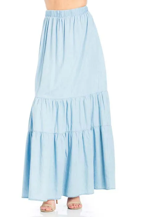 SLR40200-LT.WASH Button Down A-line Skirt