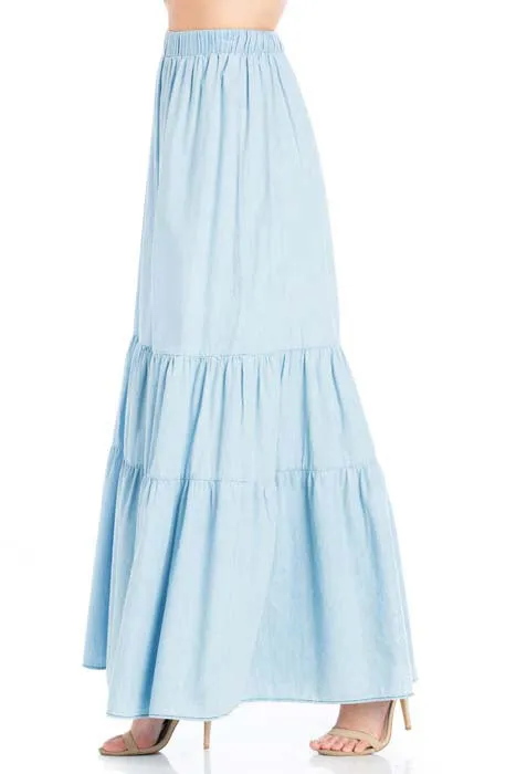 SLR40200-LT.WASH Button Down A-line Skirt