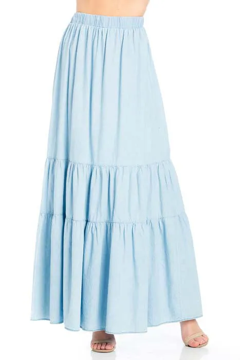 SLR40200-LT.WASH Button Down A-line Skirt