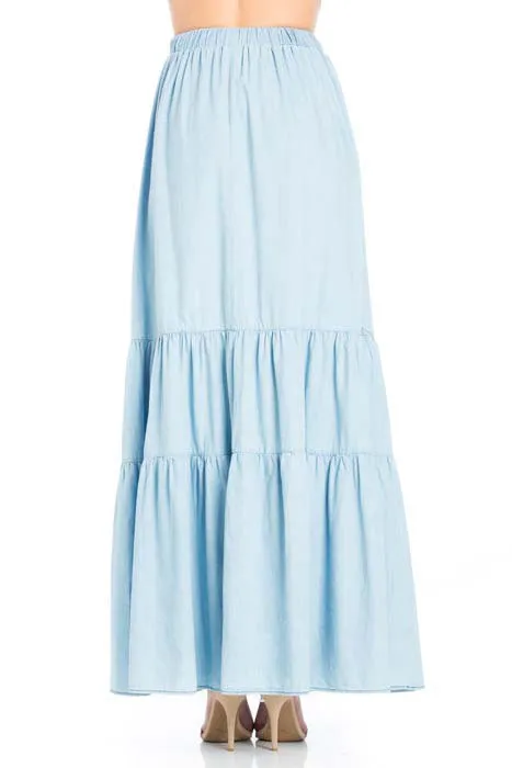 SLR40200-LT.WASH Button Down A-line Skirt