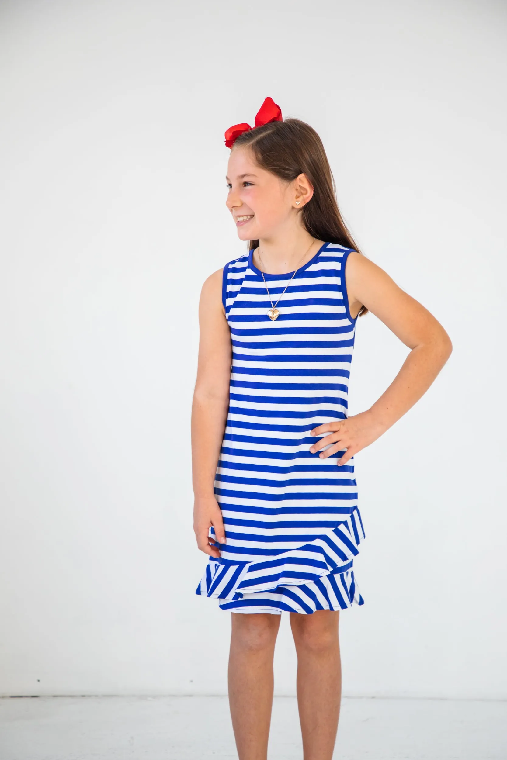 Stripe Knit Ruffle Hem Dress