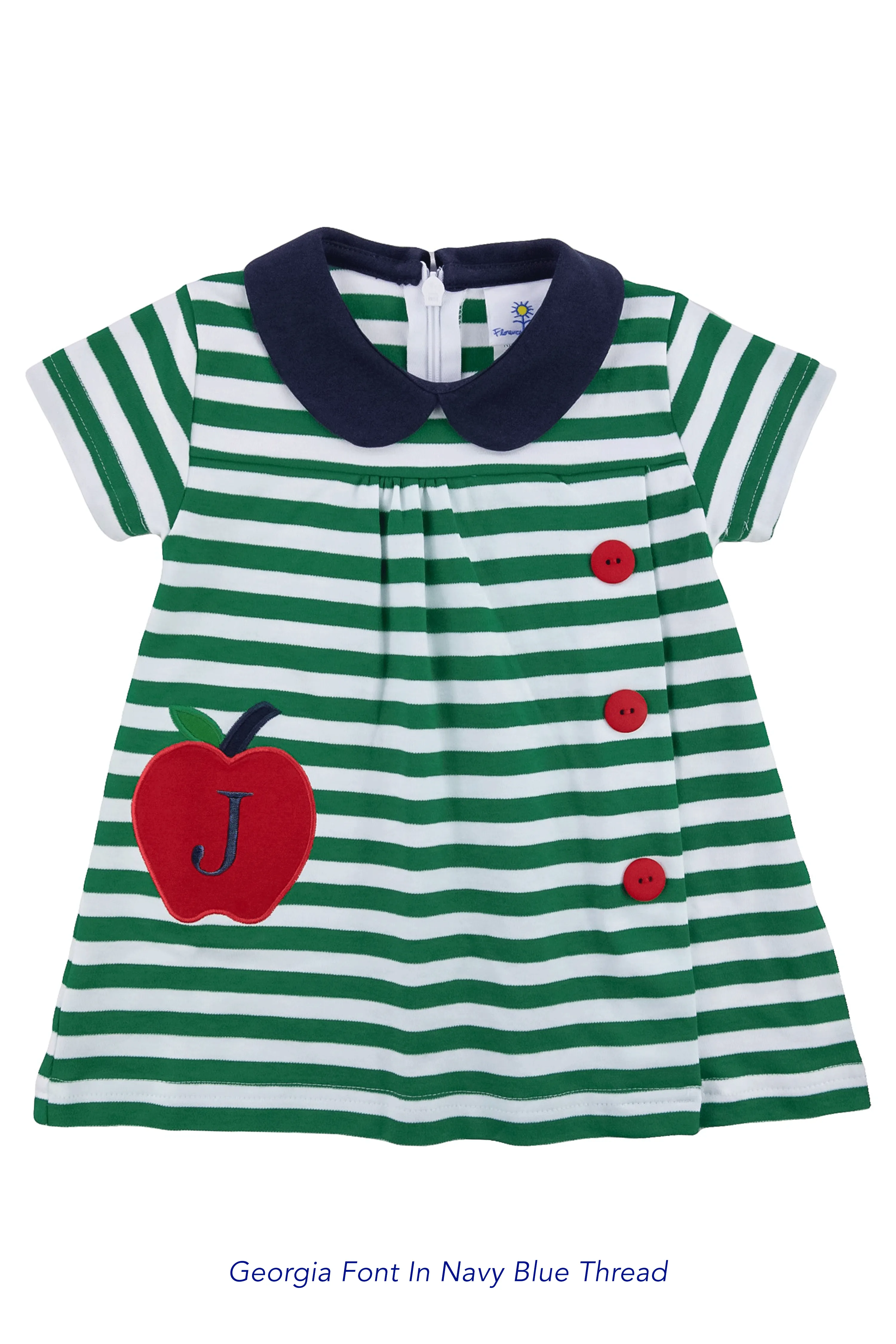 Stripe Knit Yoke Dress With Apple