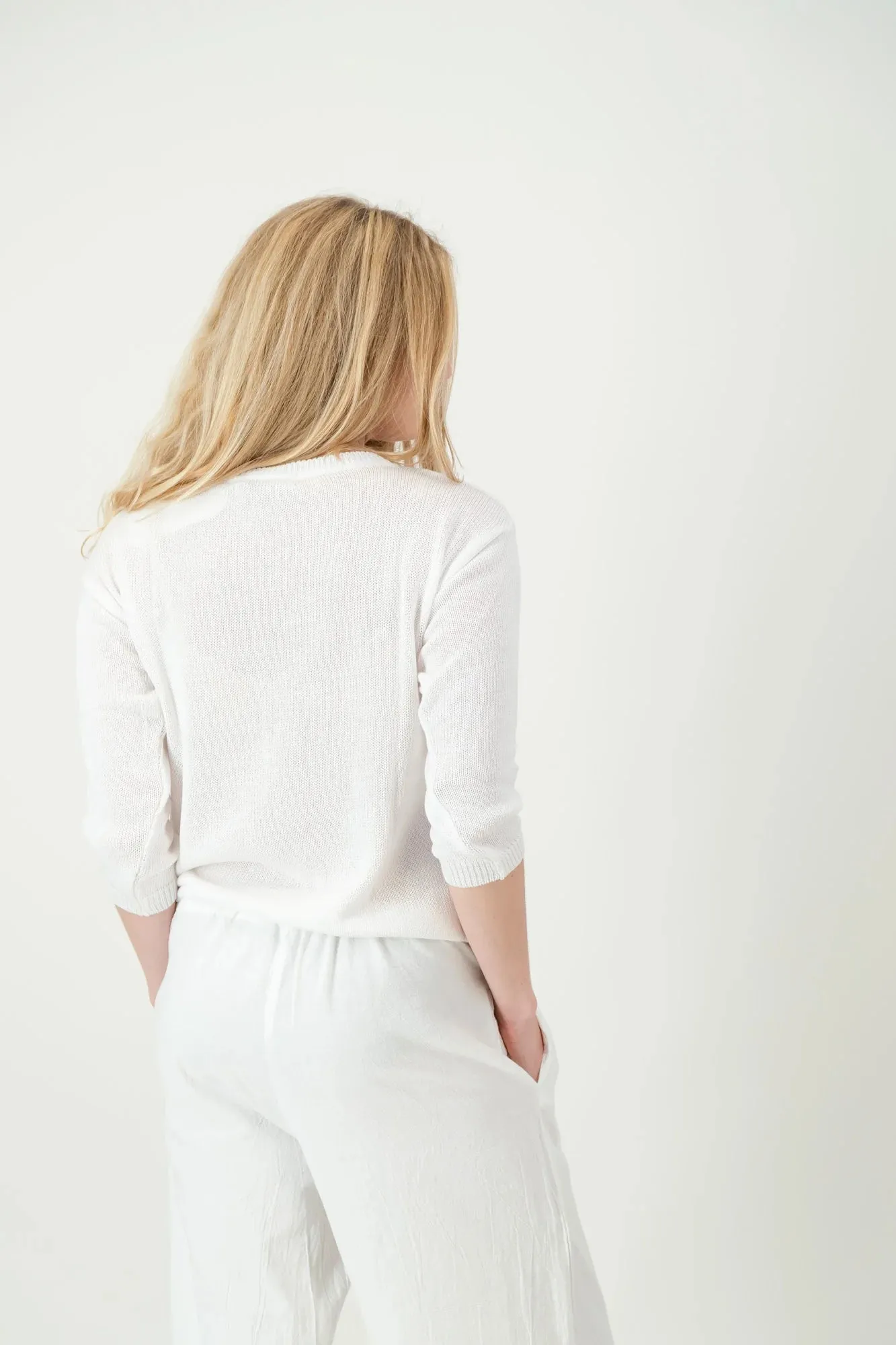 Tessa Cotton Roundneck Knit | White